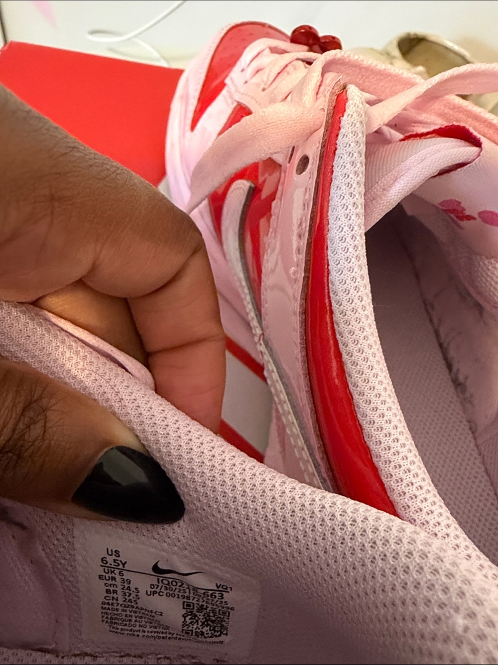 Nike Dunks Kids Pink and Red Low-Top Sneakers - Picture 6 of 15